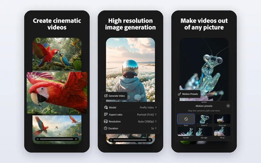 Adobe Firefly app screenshots