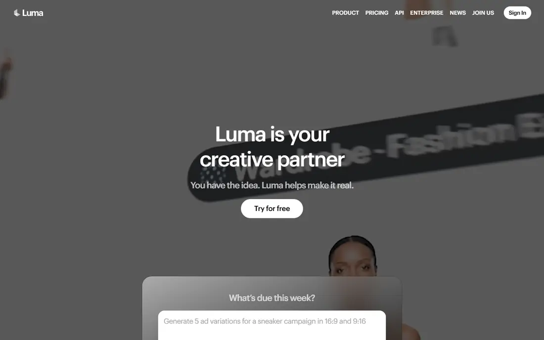 Luma Dream Machine website