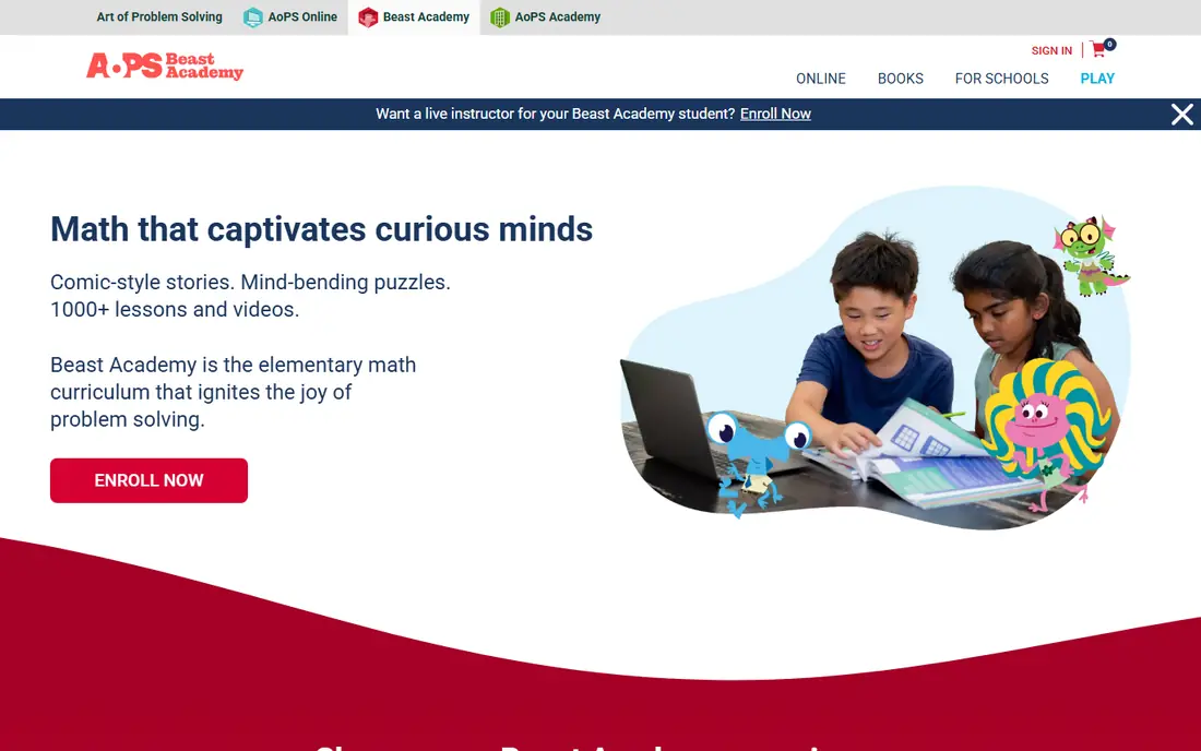 Beast Academy Online website
