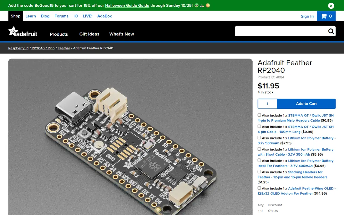 Adafruit Feather RP2040 website