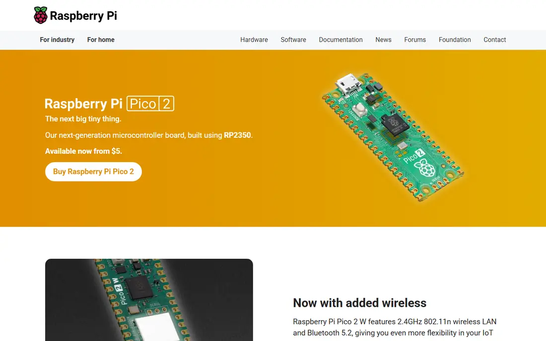 Raspberry Pi Pico 2 website