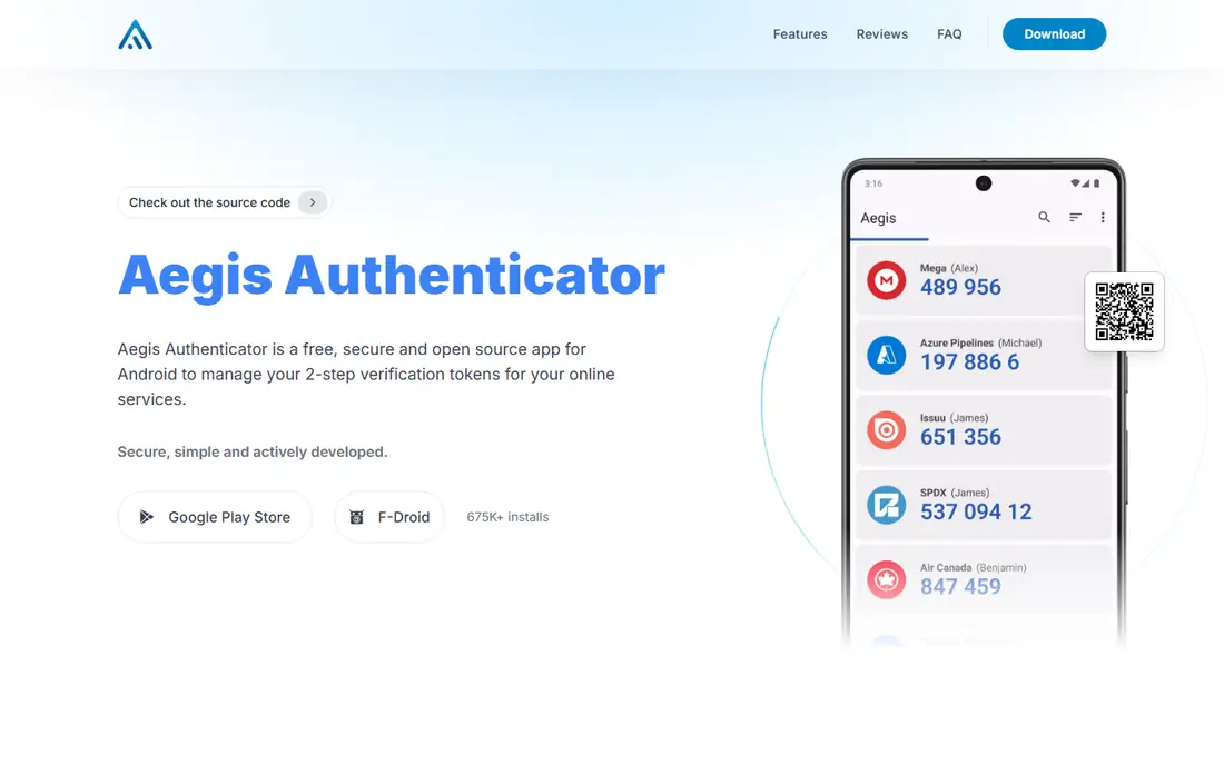 Aegis Authenticator website