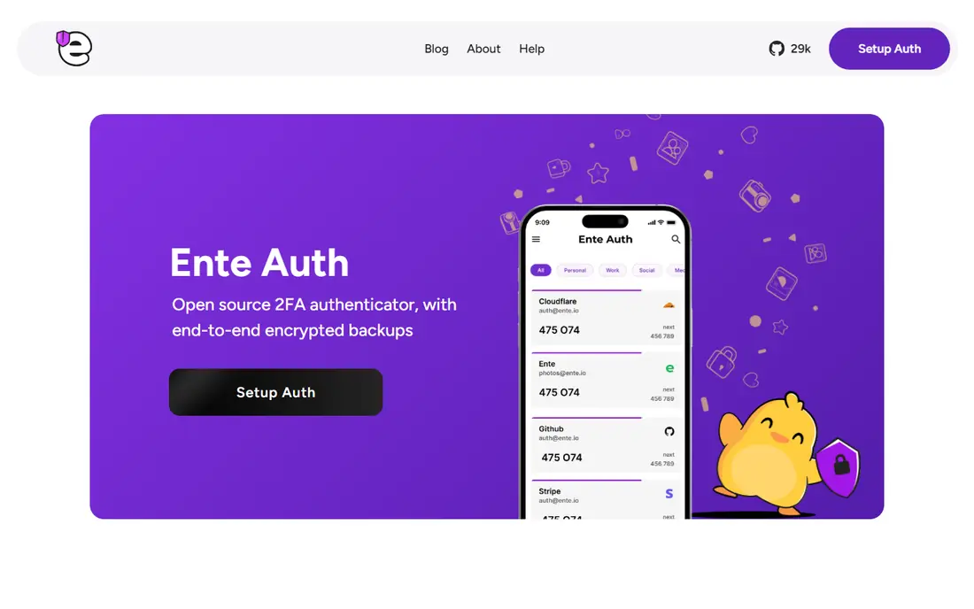 Ente Auth website