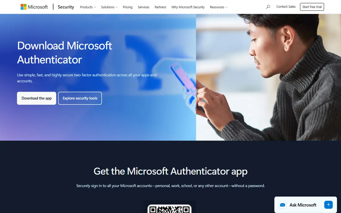 Microsoft Authenticator website