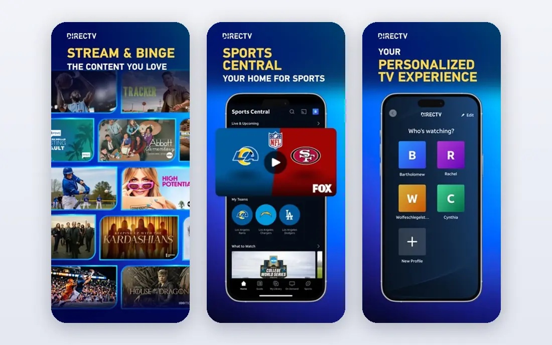 DIRECTV app screenshots