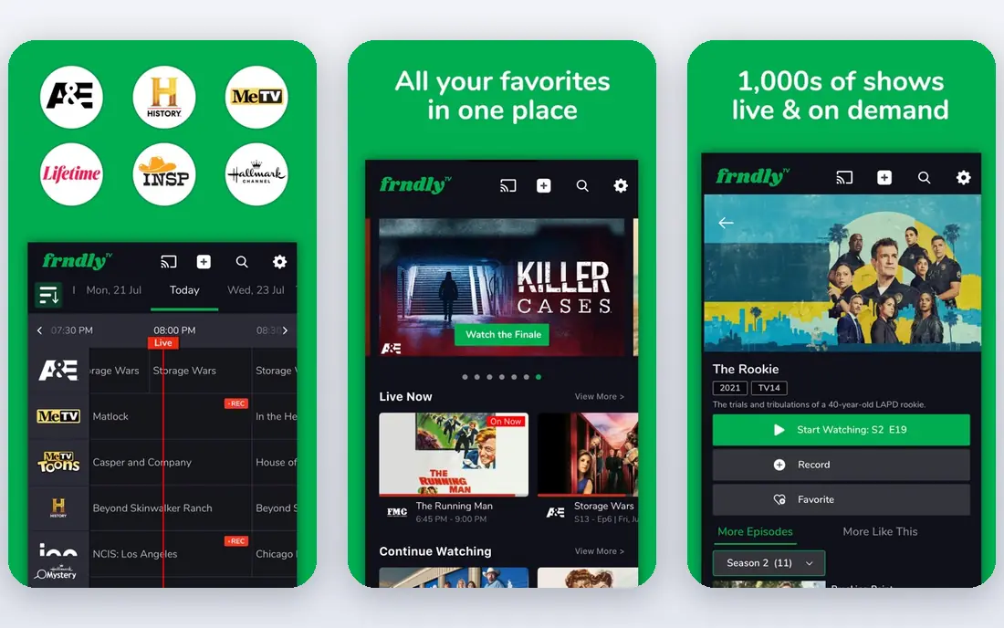 Frndly TV app screenshots