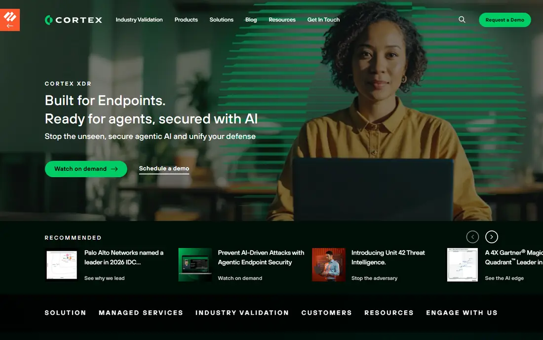 Palo Alto Networks Cortex XDR website