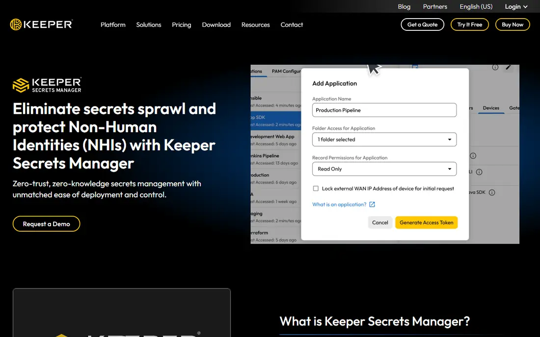 Keeper Secrets Manager website