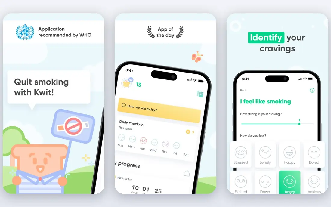Kwit app screenshots