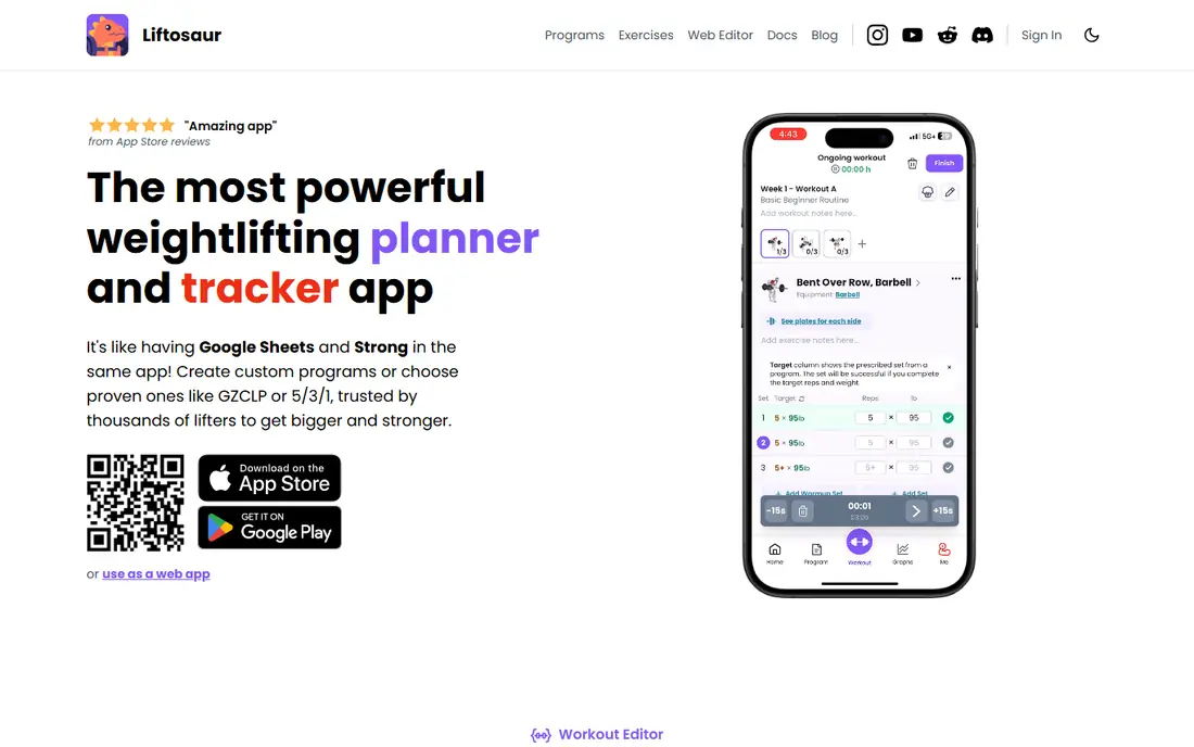 Liftosaur website