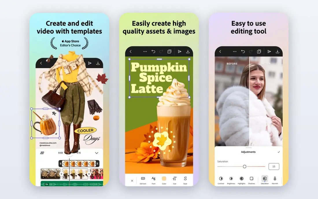 Adobe Express app screenshots