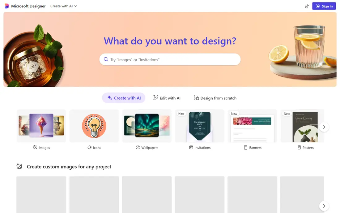 Microsoft Designer website